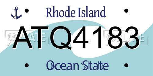 ATQ4183 Rhode Island License Plate