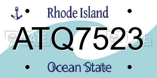 ATQ7523 Rhode Island License Plate