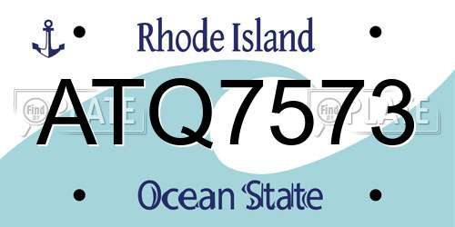 ATQ7573 Rhode Island License Plate
