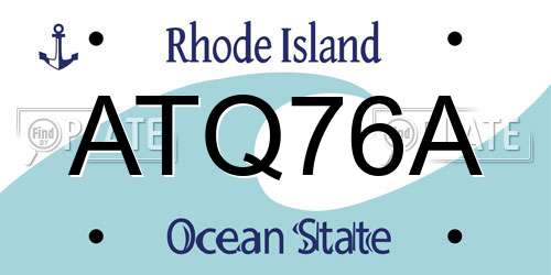 ATQ76A Rhode Island License Plate