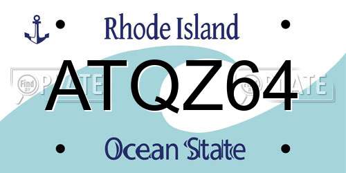 ATQZ64 Rhode Island License Plate