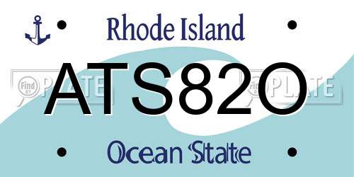 ATS82O Rhode Island License Plate
