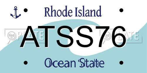 ATSS76 Rhode Island License Plate