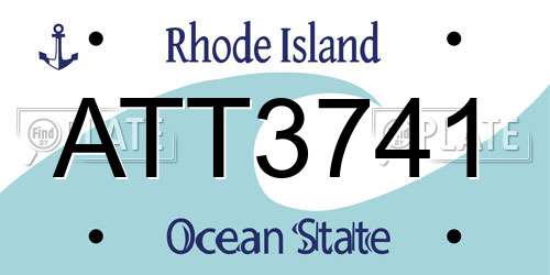 ATT3741 Rhode Island License Plate