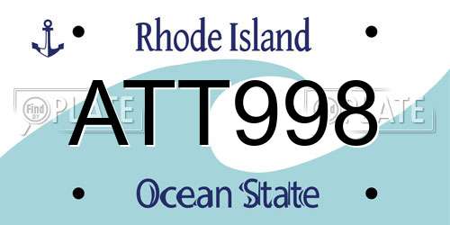 ATT998 Rhode Island License Plate