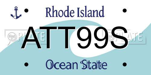 ATT99S Rhode Island License Plate
