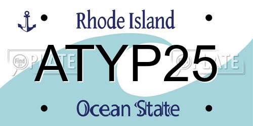ATYP25 Rhode Island License Plate