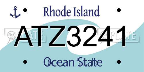 ATZ3241 Rhode Island License Plate