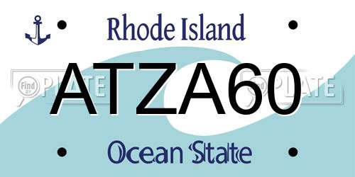 ATZA60 Rhode Island License Plate