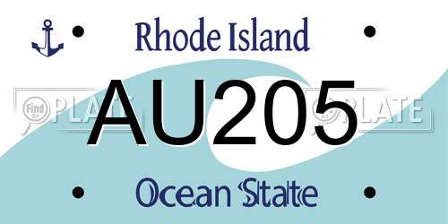 AU205 Rhode Island License Plate
