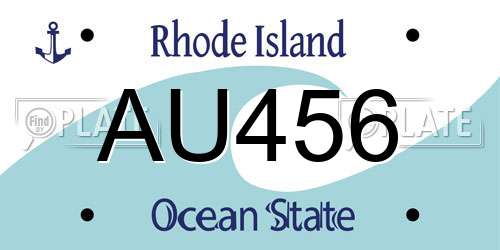 AU456 Rhode Island License Plate