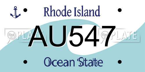 AU547 Rhode Island License Plate