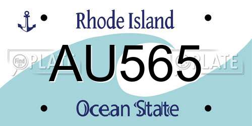 AU565 Rhode Island License Plate