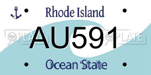 AU591 Rhode Island License Plate