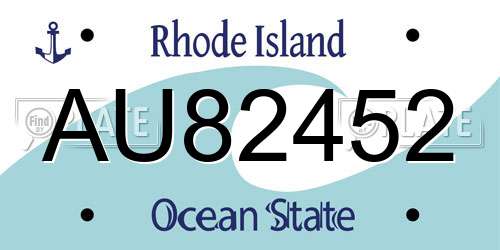AU82452 Rhode Island License Plate