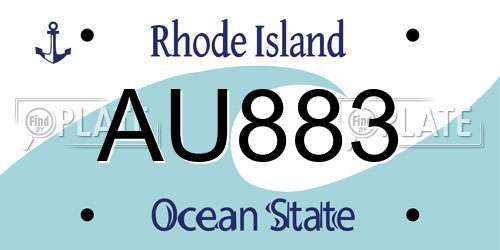 AU883 Rhode Island License Plate