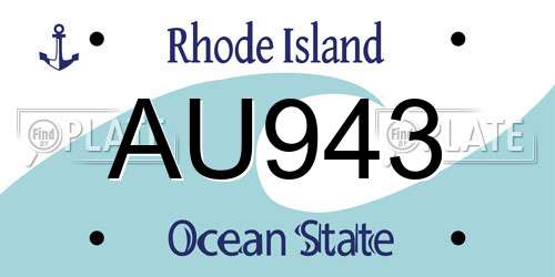 AU943 Rhode Island License Plate