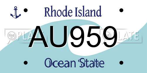 AU959 Rhode Island License Plate