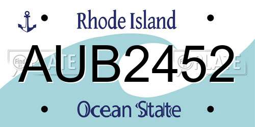 AUB2452 Rhode Island License Plate