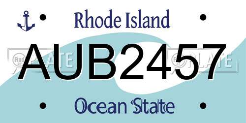 AUB2457 Rhode Island License Plate