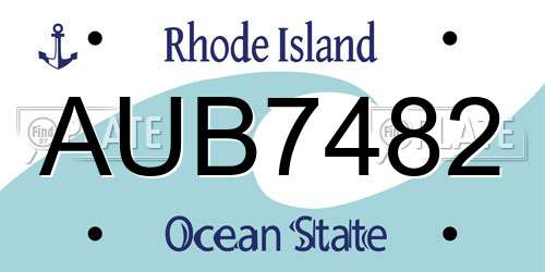 AUB7482 Rhode Island License Plate