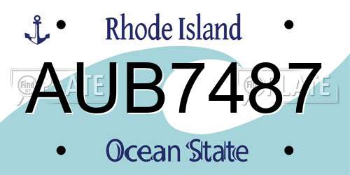 AUB7487 Rhode Island License Plate