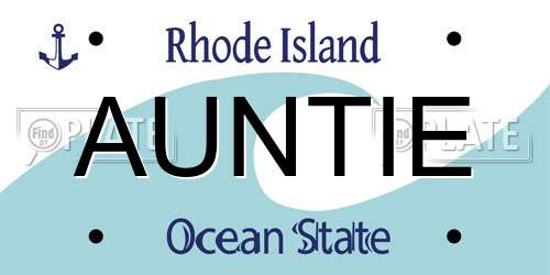 AUNTIE Rhode Island License Plate
