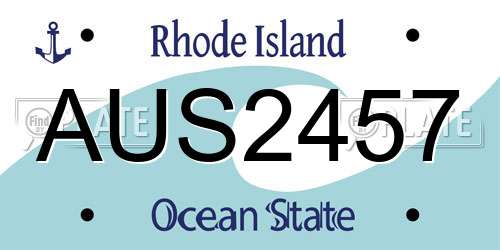 AUS2457 Rhode Island License Plate