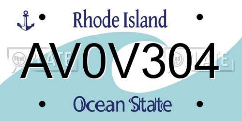 AV0V304 Rhode Island License Plate