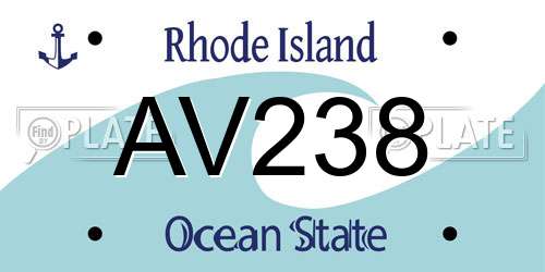 AV238 Rhode Island License Plate