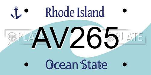AV265 Rhode Island License Plate