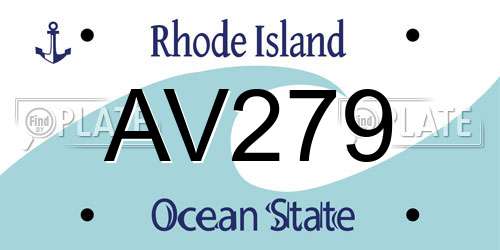 AV279 Rhode Island License Plate