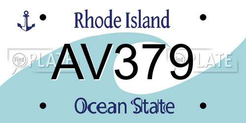 AV379 Rhode Island License Plate
