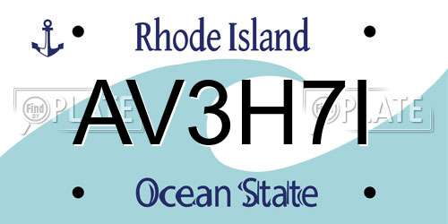 AV3H7I Rhode Island License Plate