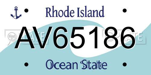 AV65186 Rhode Island License Plate