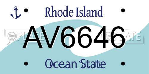 AV6646 Rhode Island License Plate