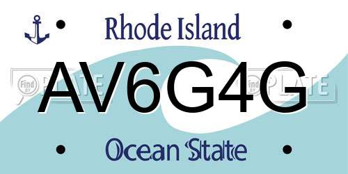 AV6G4G Rhode Island License Plate