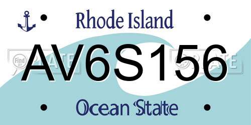 AV6S156 Rhode Island License Plate