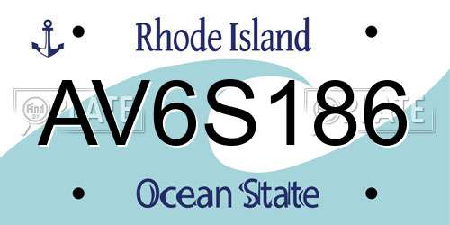 AV6S186 Rhode Island License Plate