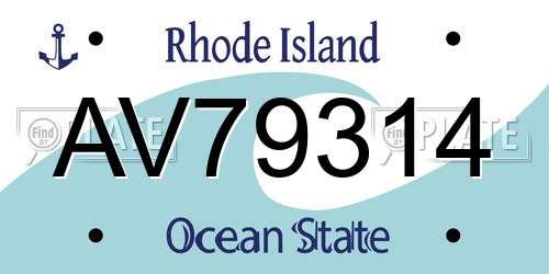 AV79314 Rhode Island License Plate