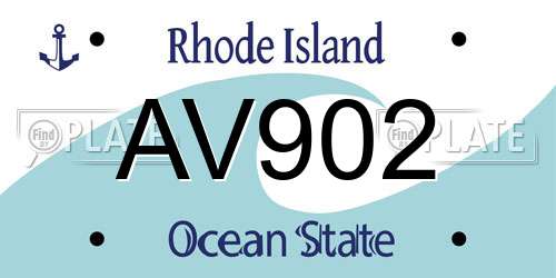 AV902 Rhode Island License Plate