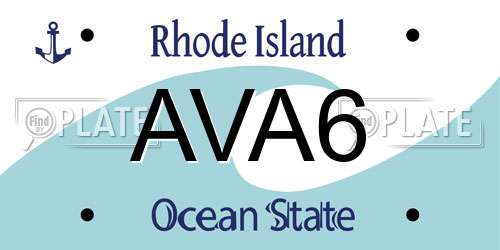 AVA6 Rhode Island License Plate