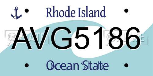 AVG5186 Rhode Island License Plate
