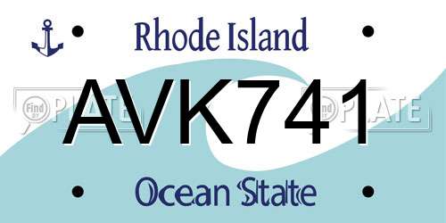 AVK741 Rhode Island License Plate
