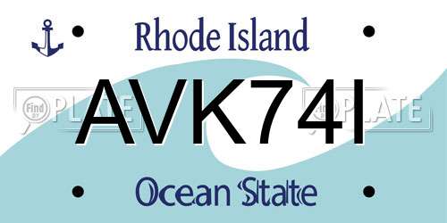 AVK74I Rhode Island License Plate