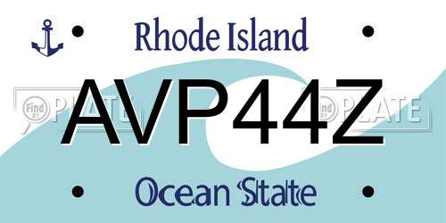 AVP44Z Rhode Island License Plate