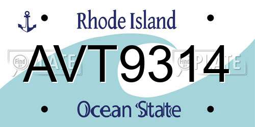 AVT9314 Rhode Island License Plate