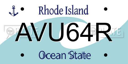 AVU64R Rhode Island License Plate
