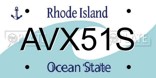 AVX51S Rhode Island License Plate