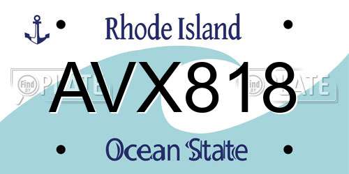 AVX818 Rhode Island License Plate